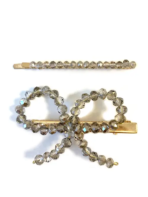 Crystal Set Bow Grey 